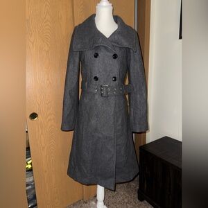 Marvin Richards Gray Trench Coat with Cheetah Print Lining